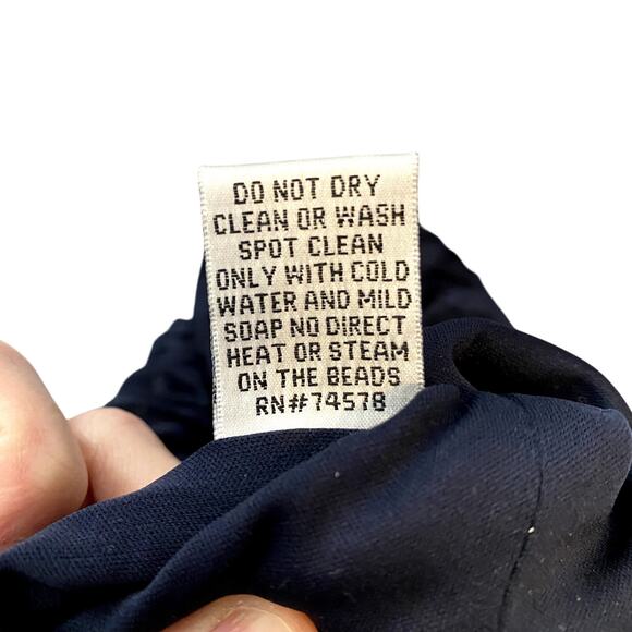 Caché Navy Tiered Bodycon with Jewels Pearls Mesh Evening Gown Mini Dress Size 6 - Picture 11 of 11